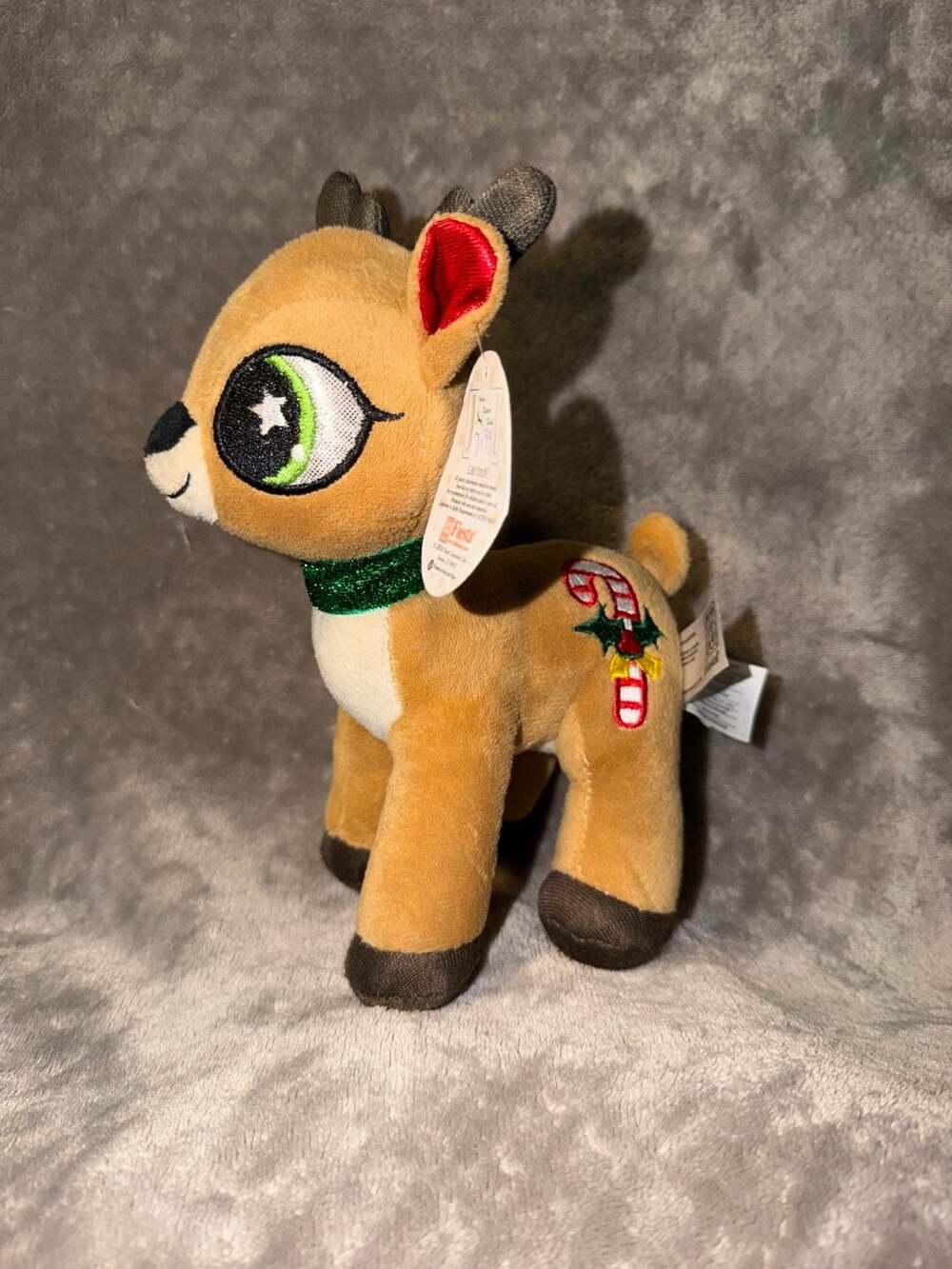 Fiesta Reindeer Plush Toy Candy Cane Green Collar New With Tags